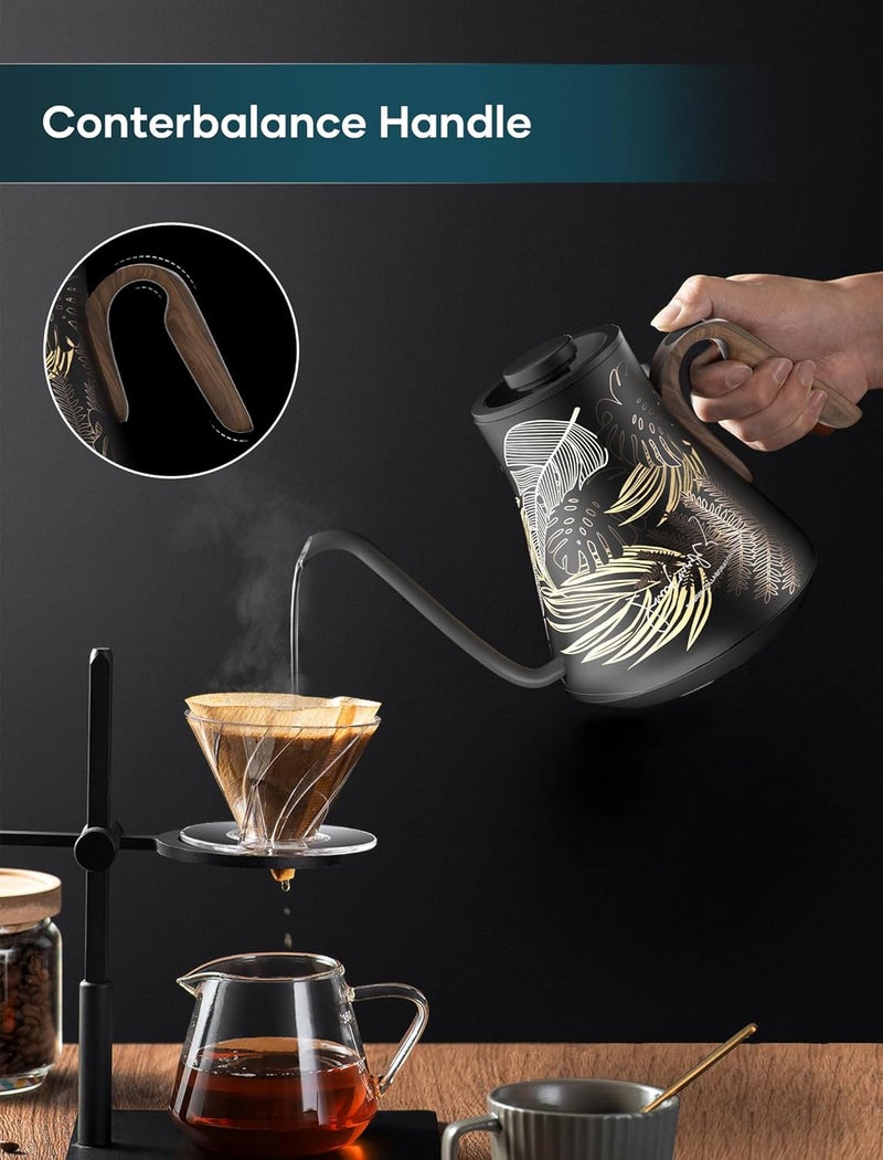 intasting Electric Kettle, Gooseneck Electric Kettle, ±1℉ Precise Temperature Control, Stainless Steel Interior, Quick Heating for Pour Over Coffee, Tea & Boiling Water, 0.9L (Rainforest) - Image 2